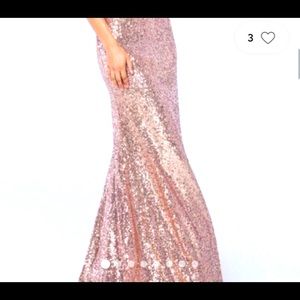 Watters & Watters Rose Gold sequin maxi skirt